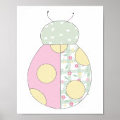 Poster Ladybug Quilt Style Art Print on White Background (Devant)