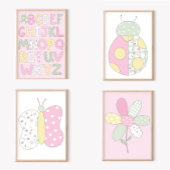 Poster Ladybug Quilt Style Art Print on White Background