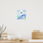 Poster Ladybug Spring Blue Flower Nemophila Nursery Art (Cuisine)