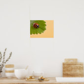 Poster Ladybug sur la feuille verte (Cuisine)