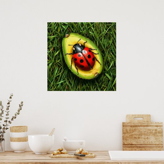 Poster Ladybug sur l'herbe (Cuisine)
