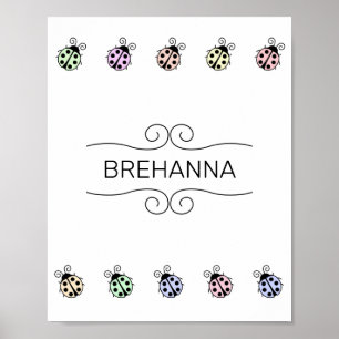 Poster Ladybugs Pastel Multicolor Bordure en blanc