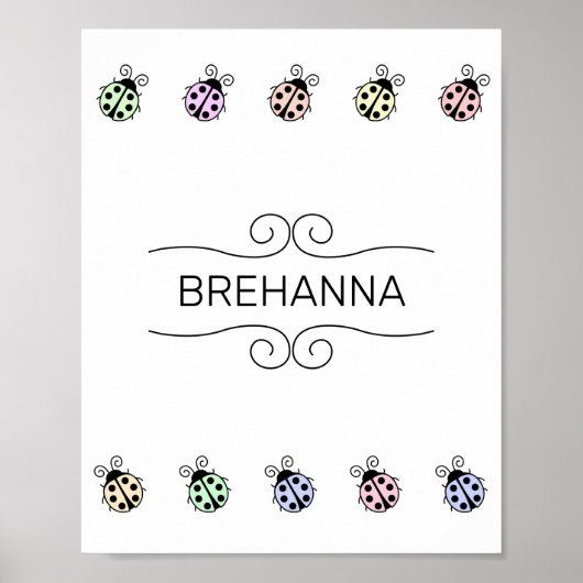 Poster Ladybugs Pastel Multicolor Bordure en blanc (Devant)
