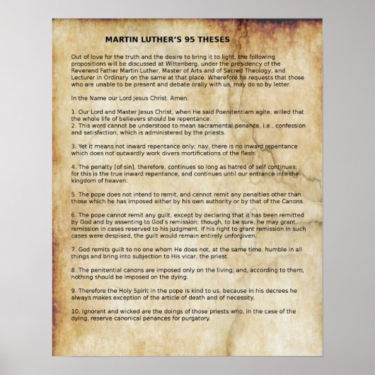 Poster L'affiche 95 Theses MARTIN LUTHER (Devant)