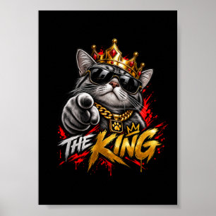Poster L'affiche d'art numérique de la couronne du chat K