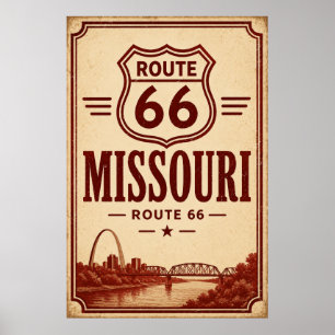 Poster L'affiche d'art vintage Route 66 Missouri River Ga
