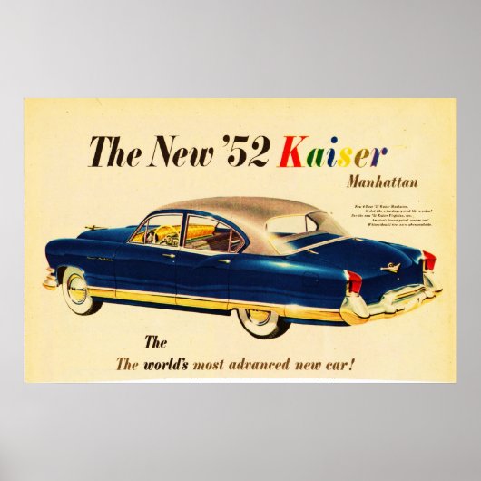 Poster L'affiche de la nouvelle voiture 52 Kaiser Car 3 (Devant)