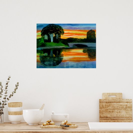 Poster L'affiche de peinture à l'huile SUNSET FACTOR WOW (Cuisine)