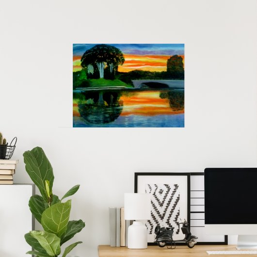 Poster L'affiche de peinture à l'huile SUNSET FACTOR WOW (Bureau à domicile)