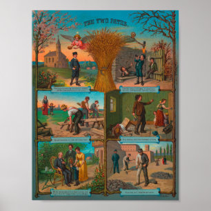 Poster L'affiche de tempérance vintage Les Deux Chemins