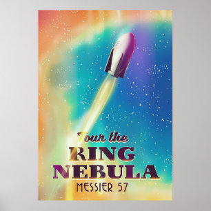 Poster L'affiche de voyage spatial de la Nebula anneaux (