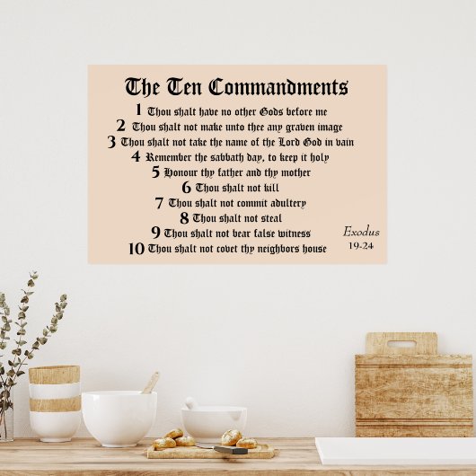 Poster L'affiche des dix COMMANDEMENTS (Cuisine)