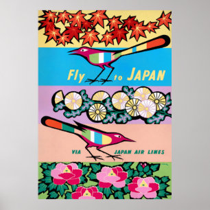 Poster L'affiche des Vintage voyage de vol vers le Japon 