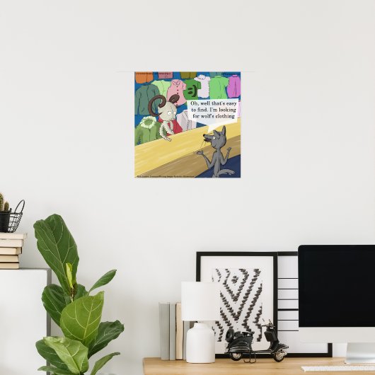 Poster L'affiche drôle Wolf In Wolf's Clothing (Bureau à domicile)