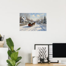 L'affiche du village d'hiver du traîneau de l'aprè