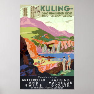Poster L'affiche du Vintage voyage chinois Kuling restaur