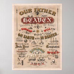 Poster L'affiche illustrée vintage de la prière du Seigne