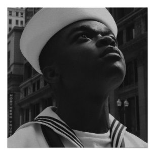 Poster L'affiche noir et blanc du regard du marin