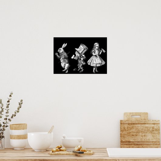 Poster L'affiche Rabbit, Hatter & Alice Wonderland (Cuisine)