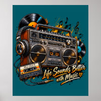 L'affiche rétro de la chaîne stéréo Boombox « La v