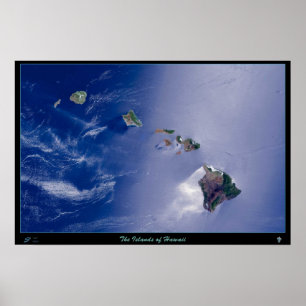 Poster L'affiche satellite des îles d'Hawaï