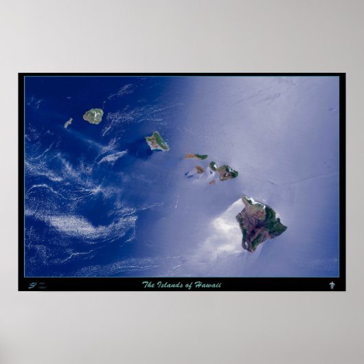 Poster L'affiche satellite des îles d'Hawaï (Devant)