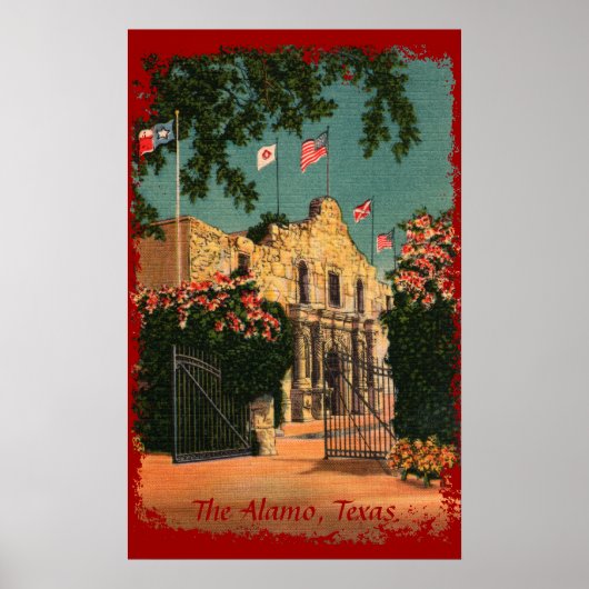 Poster L'affiche vintage du Texas The Alamo (Devant)