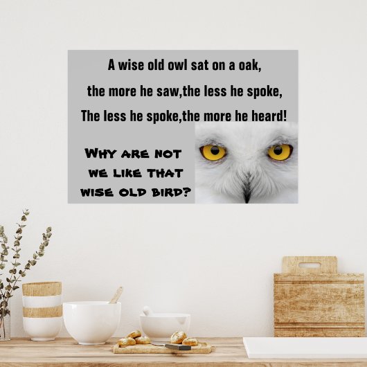 Poster L'affiche WISE OLD OWL (Cuisine)