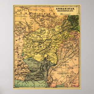 Poster L'Afghanistan et la carte environnante de pays