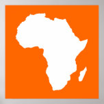 Poster L'Afrique Audacieuse de la Tangerine<br><div class="desc">Plan de l'Afrique en blanc avec des couleurs contrastées dans la palette "Safari" d'Emporio Moffa inspirée par l'audacieuse aventure et la nature sauvage du continent.</div>