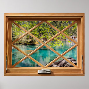 Poster Lagoon - Lake Calming Faux Fake Window