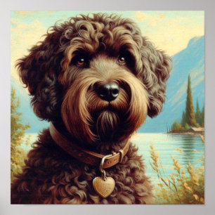 Poster Lagotto vintage Romagnolo Peinture