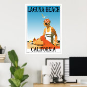 Poster Laguna Beach California Retro Beach années 1920 (Bureau à domicile)