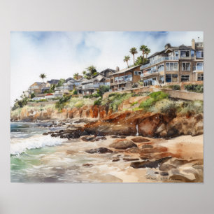 Poster Laguna Beach Watercolor Art Imprimer l'affiche