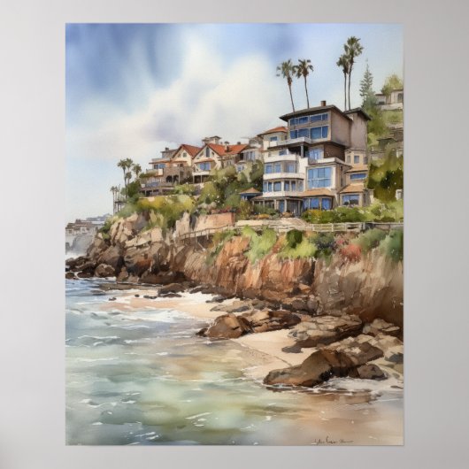 Poster Laguna Beach Watercolor Art Imprimer l'affiche (Devant)
