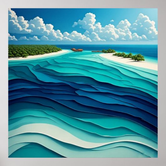 Poster Lagune Turquoise Abstraite 🌊 (Devant)