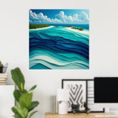 Poster Lagune Turquoise Abstraite 🌊 (Bureau à domicile)