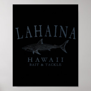 Poster Lahaina hawaii requin vintage ardoise art pêche