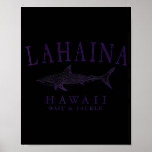 Poster Lahaina hawaii requin vintage prune art pêche