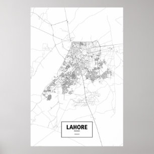 Poster Lahore, Pakistan (noir sur blanc)