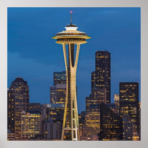 Poster L'aiguille de l'espace et Seattle du centre