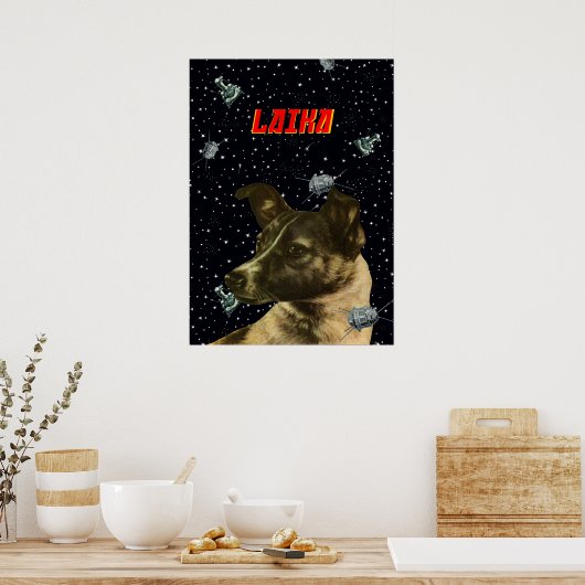 Poster Laika — Sovietwave, Gagarine, art spatial (Cuisine)