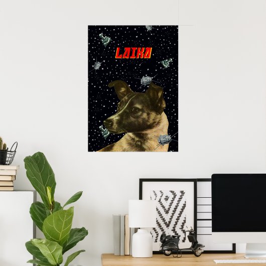 Poster Laika — Sovietwave, Gagarine, art spatial (Bureau à domicile)