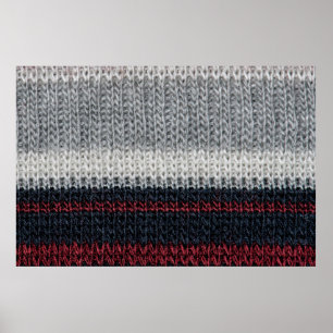 Poster Laine de tricot noire et grise avec soie rouge et 