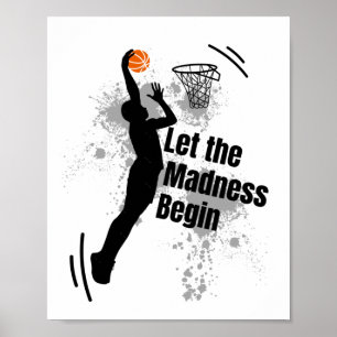 Poster Laisser La Folie Commencer Basketball Nouveauté Fo