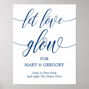 Poster Laisser l'amour brillant Mariage signe Marine Blue