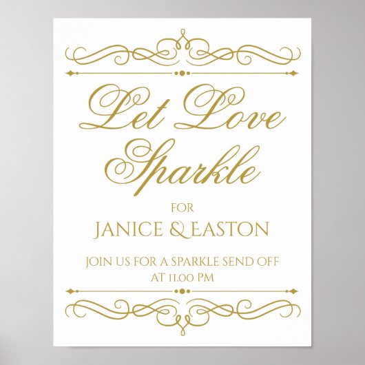 Poster Laisser l'amour scintiller | Gold Swirl Calligraph (Devant)