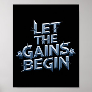 Poster Laisser Les Gains Commencer Gym Bodybuilding Fitne