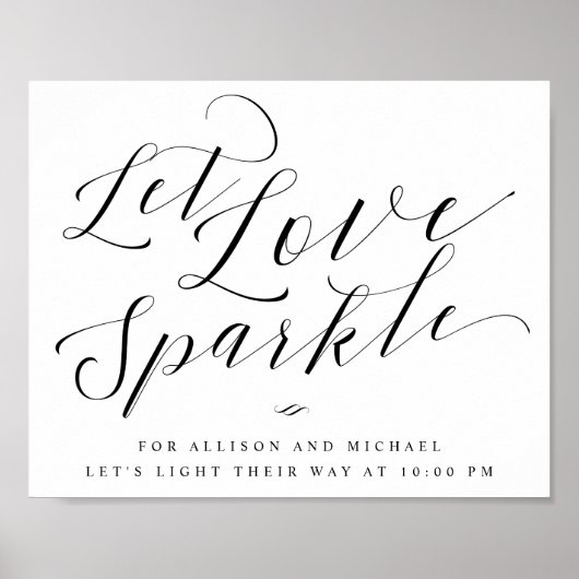 Poster Laisser Love Sparkle Élégant Mariage Calligraphie (Devant)