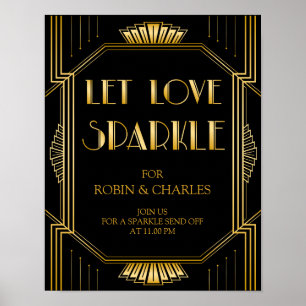 Poster Laisser Love Sparkle Mariage Signer   Gatsby Art D